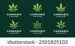 Marijuana cannabis logos set. Leaf weed hemp logo. modern concept, vector illustration.