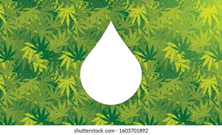 Marijuana and cannabis oil drop vector seamless pattern. Cannabis engraving plant. Marijuana or Cannabis Leaf background. 