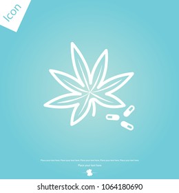 marijuana cannabis with pils vector icon