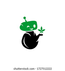 marijuana Cannabis Robot  vector template
