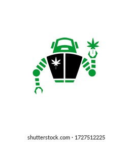 Marihuana Cannabis Robot-Vektorvorlage