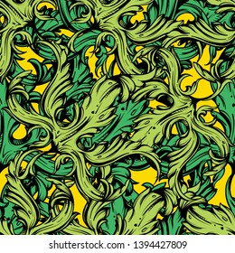 Marijuana and cannabis, seamless pattern, textile fashion, vector illustration file.