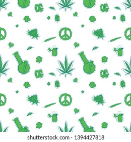 Marijuana and cannabis seamless pattern, textile fashion, vector illustration file.
