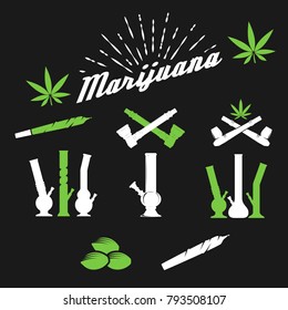 Marijuana , cannabis smoking vector.