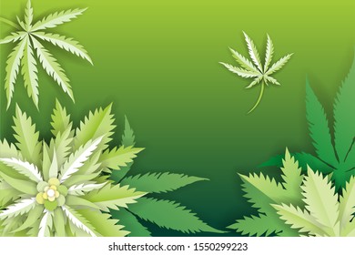 Marijuana or cannabis vector leaf paper style