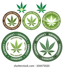 Marijuana or cannabis vector stamp set