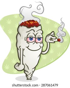 Marijuana Cartoon Character Smoking a Joint