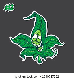 Marijuana character (leaf smile ep2) cannabis leaf cartoon, sticker, icon, Logo, vector
