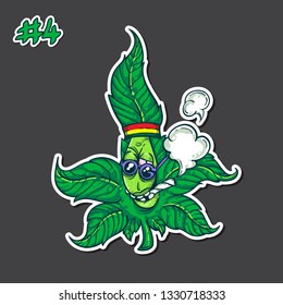 Marijuana character (leaf smile ep4) cannabis leaf cartoon, sticker, icon, Logo, vector
