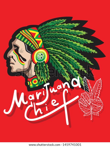Marijuana Chief Ganja Chief Red Yellow Stock Vector (Royalty Free ...