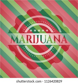 Marijuana christmas badge background.