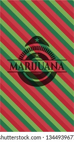 Marijuana christmas emblem background.