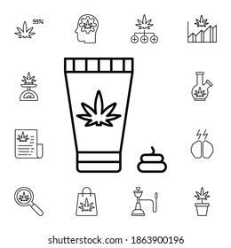Marihuana, crema, icono de vector plano en paquete de marihuana