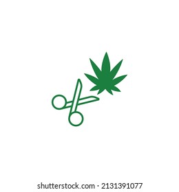 Marijuana cut, cannabis and scissors simple thin line icon vector illustration. For web and mobile UI UX