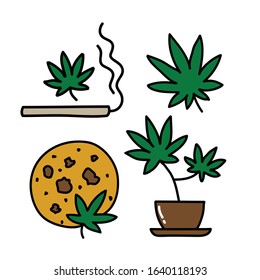 marijuana doodle icon, vector illustration