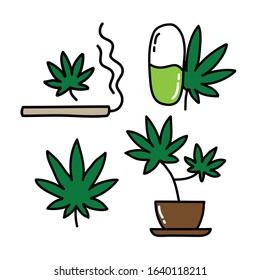marijuana doodle icon, vector illustration