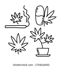 ícono de doodle de marihuana, ilustración vectorial