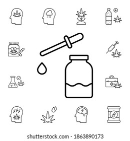 Marihuana, dosis, tintura icono vector plano en la manada de marihuana