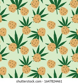 La marihuana comen un patrón impecable. Patrón de galletas comestibles de marihuana. Vector.