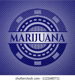 Marijuana emblem with jean texture