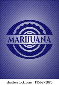 Marijuana emblem with jean texture