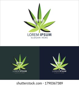 Marijuana emblem Logo Design Template.