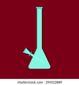 Marijuana equipment. Bong. Vector illustration on cranberry background.