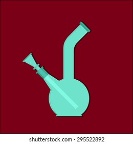 Marijuana equipment. Bong. Vector illustration on cranberry background.