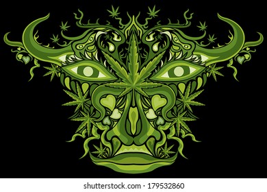 Marijuana face character vector illustration