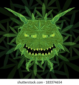 Marijuana face character vector illustration