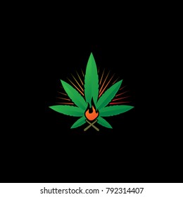marijuana with fire logo template