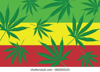 Bandera de la marihuana de tres colores Fondo verde Rivalidad roja
