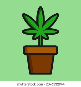 Marijuana auf floralem Vektorgrafik auf hellgrünem Hintergrund. Unkrautsymbol wird wachsen.