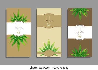Marijuana Frame Green Leaf and black marijuana hookah. Cannabis marijuana hemp leaf in white color Vector Illustration background.