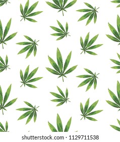 Marijuana Frame Green Leaf and black marijuana hookah seamless pattern. Cannabis marijuana hemp leaf in white color Vector Illustration background.