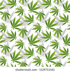 Marijuana Frame Green Leaf and black marijuana hookah seamless pattern. Cannabis marijuana hemp leaf in white color Vector Illustration background.