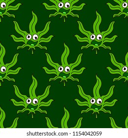 Marijuana Frame Green Leaf and black marijuana hookah seamless pattern. 