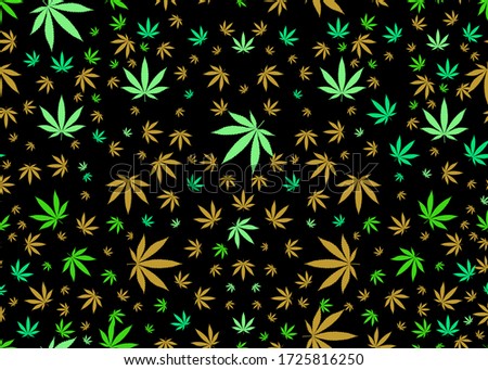 Marijuana Frame Green Leaf and black marijuana seamless pattern. Cannabis marijuana hemp leaf Vector Illustration background for textile.
