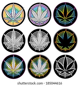 marijuana and ganja leaf design stamp vector