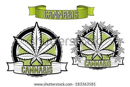 marijuana and ganja symbol vector badge