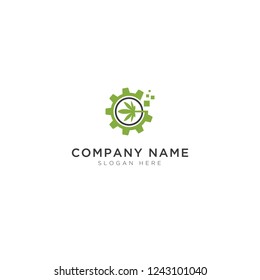 Marijuana and gear abstract Logo Template Design Vector, Emblem, Design Concept, Creative Symbol, Icon