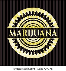 Marijuana golden emblem. Vector Illustration. Detailed.