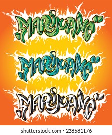 marijuana graffiti text design drawing