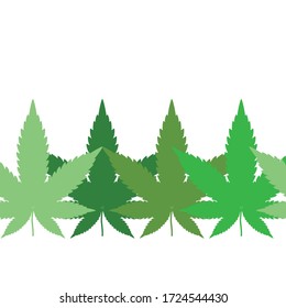 Marco verde de hoja de marihuana y marimacho negro de marihuana sin fisuras. hoja de cáñamo de color blanco Fondo vectorial
