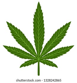 Marijuana Green leaf. Hemp marijuana hemp leaves in Flat Vintage Style. Vector illustration 