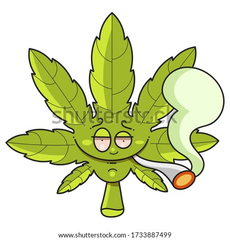 Marijuana Green Leaf. Hemp Marijuana Hemp Leaves In Flat Vintage Style. Vector Illustration