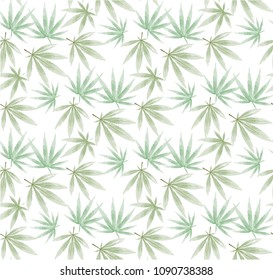 Marijuana  Green Leaf and  hookah seamless pattern. Cannabis marijuana hemp leaf in white color Vector Illustration background.