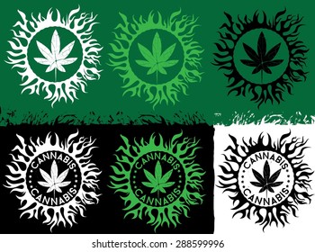 Marijuana Green Leaf Icon Stamp Organic Stock Vector (Royalty Free