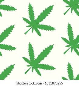Vector de hoja verde de marihuana patrón de color transparente sobre fondo claro para ropa o paquete decorados y otras cosas