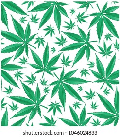 marijuana green pattern on white background 